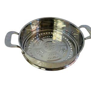Stainless Steel Steamer Insert Pot With Handles For Cooking & Steaming 11"‎ x 3"